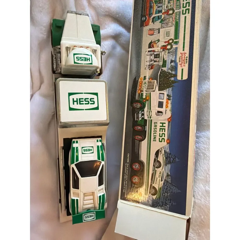 Vintage 1991 HESS Toy Truck & Friction Racer Car w/ Original Box Set